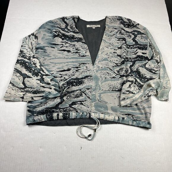 Ramona LaRue Shirt Chiffon Abstract Blouse Watercolor Marble Print M/L Boho Art - Picture 1 of 14